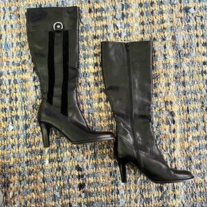Vintage Coach Black Leather & Suede Augustine Tall Boots Size 5.5